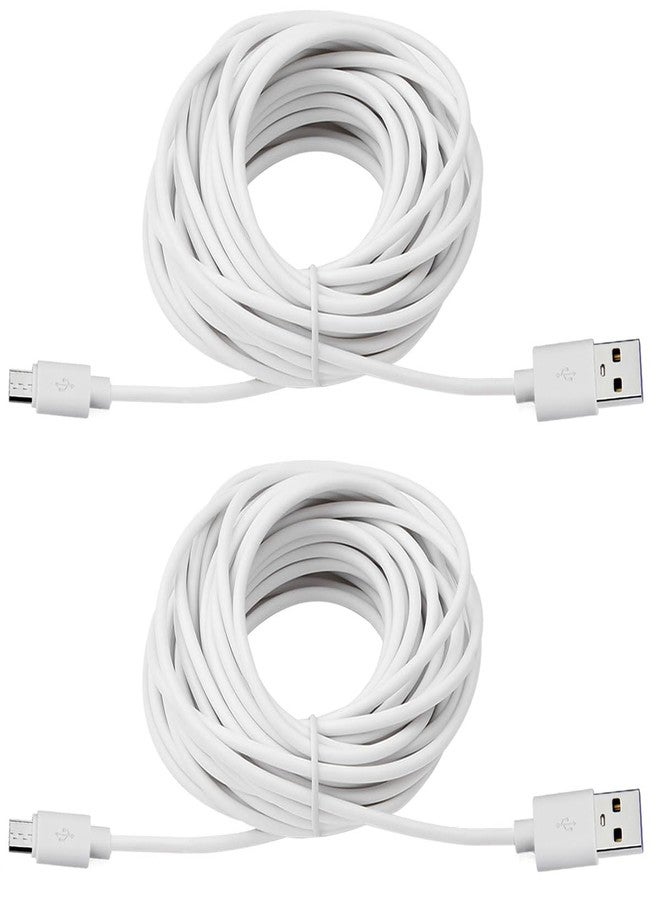 Smays 2-Pack 25ft USB to Micro USB Extension Power Cable Compatible for Wyze Cam, Oculus Go, Yi Home Camera, Kasa Cam Security Camera, White - Image 1